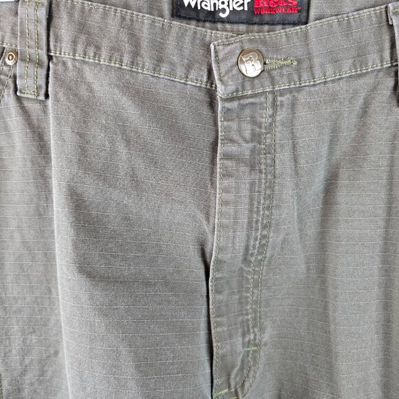 Wrangler Riggs Workwear Pants Mens 42x32 Gray Cargo Utility Carpenter Jeans A03- - Picture 3 of 11
